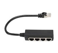 Qudinip Cavo Splitter Ethernet RJ45, Nucleo Placcato Oro PCB ABS a 4 Porte con Schermatura per la Trasmissione del Segnale del Router del Computer Portatile