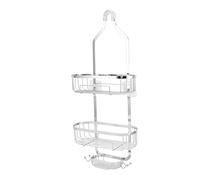 Qudinip Cestino da Bagno Montato a Parete, Ripiani Portaoggetti a 2 Strati in Ferro Resistente per il Bagno, Design Senza Perforazioni, Ideale per Superfici Piastrellate e in Vetro (Elettrolitico)