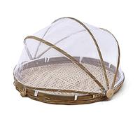 Qudinip Cesto di Copertura Alimentare di Alghe, Cesh in Rete Rotonda Intrecciata con Coperchio a Prova di Mosca per Verdure di Frutta di Carne di Formaggio da Picnic da Picnic Patio, (35 cm)