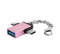 Qudinip Convertitore OTG da 2 Pezzi con Catena Adattatore da USB 3.0 a Micro USB di Tipo C Durevole in Lega di Alluminio per Dispositivi (Oro rosa con catena)