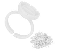 Qudinip Coppetta Ad Anello Porta Colla per Ciglia 100 Pezzi, Coppette Usa e Getta per Fioritura Rapida, Ideale per Estensioni e Innesti di Ciglia, Realizzata in Plastica Flessibile, Dimensione 15 Mm