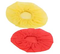 Qudinip Cuffia per Microfono Usa e Getta da 120 Pezzi con Tessuto Non Tessuto per Protezione da Polvere e Saliva, Adatta per Feste in Casa e Studi (Rosso Giallo)