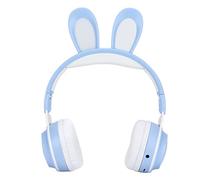 Qudinip Cuffie Bluetooth 5.0 Rabbit Ear Cuffie Wireless per Bambini Alla Moda con Luce LED per Apprendimento Online e Musica 3-12 Anni (Blu)
