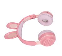 Qudinip Cuffie Bluetooth 5.0 Rabbit Ear Cuffie Wireless per Bambini Alla Moda con Luce LED per Apprendimento Online e Musica 3-12 Anni (Rosa)