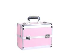 Qudinip Custodia per Trucco Portatile Design Multistrato Custodia Cosmetica per Grandi Spazi per Bellezza, Parrucchiere, Nail Art (Rosa)