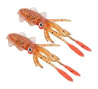 Qudinip Esca Morbida per Calamari, 2 Pezzi, con Modellazione Realistica per la Pesca in Barca in Mare, Rosso Grigio Trasparente (Grande Rosso)