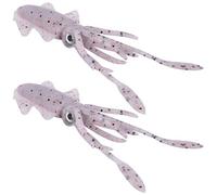 Qudinip Esca Morbida per Calamari, 2 Pezzi, con Modellazione Realistica per la Pesca in Barca in Mare, Rosso Grigio Trasparente (L Grigio)