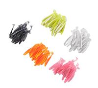 Qudinip Esche da Pesca Morbide da 100 Pezzi, Occhi 3D Realistici e Esche da Bagno in Gomma con Scaglie di Pesce con Riflesso Fluorescente, per la Pesca in Acqua Dolce e Salata