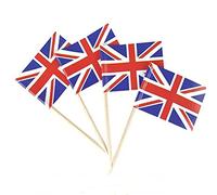 Qudinip Forniture per Feste Union Jack, 100 Pezzi di Bandierine con Stuzzicadenti della Bandiera Britannica, Decorazioni per Cupcake di qualità Alimentare per Celebrazioni del Giubileo