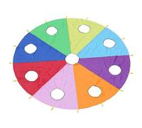 Qudinip Giocattolo da Gioco per Talpa con Paracadute per Bambini con Aste Gonfiabili per Gioco Cooperativo All'Aperto e attività di Lavoro di Squadra, Vibrante Poliestere 210T, 9 Fori