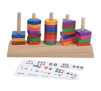 Qudinip Giocattolo di Abbinamento di Forme Geometriche per Il Riconoscimento dei Colori e Lo Sviluppo delle abilità Cognitive per Bambini, Giocattolo Educativo in Legno, da 36 Mesi in su, 16 Carte