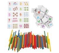 Qudinip Giocattolo di Abbinamento Numeri Matematici Gioco Educativo di Conteggio di Apprendimento Colorato in Legno per Bambini Dai 3 Anni in su Legno Naturale 105 Bastoncini (Accoppiamento di numeri)