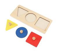 Qudinip Giocattolo Puzzle con Manopola per Bambini per Giochi Educativi, Puzzle a Forma Geometrica in Legno con 3 Colori per i più Piccoli, Design Sicuro e Durevole