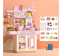 Qudinip Giocattolo Simulato per il Bancone della Cucina Set da Gioco Elettronico Realistico per Bambini Che Cucinano in Plastica Divertente (Rosa)