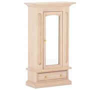Qudinip Guardaroba in Legno per Casa delle Bambole 1:12 con Specchio, Design Carino e Materiale Sicuro, Ideale per la Decorazione della Casa delle Bambole per Bambini, Dimensioni 17,5 X 9,7 X 4,5 Cm