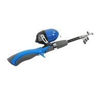 Qudinip Kit Combinato Mulinello da Pesca per Bambini Struttura in PVC Resistente per Divertimento All'aria Aperta Dai 10 Ai 12 Anni con Custodia (Blu)