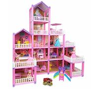 Qudinip Kit di Costruzione di una Casa delle Bambole per Ragazze da 278 Pezzi, Castello Creativo per L'addestramento del Cervello con 5 Piani e 13 Stanze, Plastica, Rosa