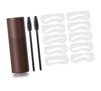 Qudinip Kit per Timbratura Sopracciglia Portatile 10 Stencil 2 Pennelli per Amici e Familiari (Marrone scuro)