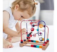 Qudinip Labirinto di Perline di Legno Giocattolo per Giochi Educativi Sviluppo Creativo della Consapevolezza Spaziale per i più Piccoli Design del Cerchio in Legno (Modello Animale)
