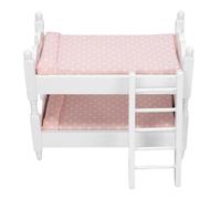 Qudinip Letto a Castello per Casa delle Bambole in Scala 1:12, Letto a Castello per Bambini in Miniatura in Legno con Adorabile Lenzuolo Modello di Casa delle Bambole per Esposizione e (Punto)