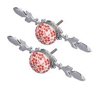 Qudinip Maniglie per Mobili in Ceramica Set 2 Pomelli Moderni Ed Eleganti Dipinti a Mano per Armadi e Cassetti in Lega di Zinco 4,1 Cm (1060D Diecimila anni Rosso-Grande)