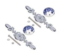 Qudinip Maniglie per Mobili in Ceramica Set 2 Pomelli Moderni Ed Eleganti Dipinti a Mano per Armadi e Cassetti in Lega di Zinco 4,1 Cm (Porcellana bianca e blu peonia 1060D, grande)