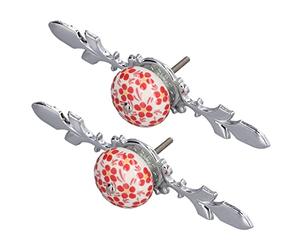 Qudinip Maniglie per Mobili in Ceramica Set 2 Pomelli Moderni Ed Eleganti Dipinti a Mano per Armadi e Cassetti in Lega di Zinco 4,1 Cm (1060D Diecimila anni Rosso-Grande)