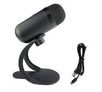 Qudinip Microfono USB per PC, Microfono per Computer Cablato con Raccolta Omnidirezionale a 360° con Supporto e Indicatore Luminoso per Chiamate in Conferenza di Gioco in Streaming Live