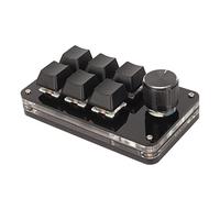 Qudinip Mini Tastierino a 6 Tasti con Manopola Elegante Tastiera Meccanica Programmabile con una Sola Mano con Luce RGB per Giochi e Lavoro Creativo, Materiale Acrilico (Nera)