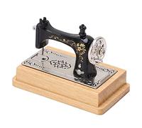 Qudinip Modello Realistico di Macchina da Cucire in Miniatura per Casa delle Bambole in Stile Vintage per la Decorazione di una Casa delle Bambole 1/12, Legno in Lega, 1 unità (Colore del legno)