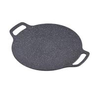 Qudinip Padella Coreana con Rivestimento Antiaderente a Sei Strati Piastra per Barbecue Rotonda Durevole per Cucinare All'aperto in Interni Nera 1 unità (38 cm)