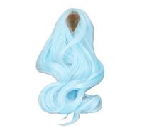 Qudinip Parrucca da Bambola Lunga e Riccia in Morbida Seta per Bambole Snodabili da 1/3 con Riga Centrale Capelli Artificiali 22-23 Cm (Blu)