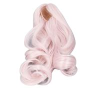 Qudinip Parrucca da Bambola Lunga e Riccia in Morbida Seta per Bambole Snodabili da 1/3 con Riga Centrale Capelli Artificiali 22-23 Cm (Rosa)