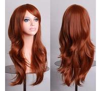 Qudinip Parrucca Lunga Riccia Ondulata per Donna Costume Cosplay Alla Moda Resistente Al Calore 70 Cm Capelli Sintetici Ideale per la Festa di Halloween (Marrone)