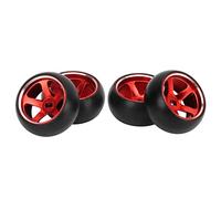 Qudinip Pneumatici e Cerchioni per Auto RC in Scala 1/28 da 4 Pezzi con Elevata Resistenza all'Usura per K989 K969 P939 284131 Mini Q in Gomma Resistente (Rossa)