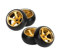 Qudinip Pneumatici e Cerchioni per Auto RC in Scala 1/28 da 4 Pezzi con Elevata Resistenza all'Usura per K989 K969 P939 284131 Mini Q in Gomma Resistente (Oro)