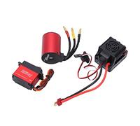 Qudinip S3650 Motore Brushless 3100KV 60A ESC Combo con Servo in Metallo da 25 Kg per Auto RC 1/8 1/10 Alluminio Impermeabile Rosso