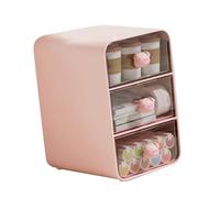 Qudinip Scatola Porta Cosmetici Elegante e Durevole Organizer da Scrivania a 3 Cassetti per Dormitorio Studentesco e Uso Domestico, Realizzato in Plastica (Piccolo porcellino rosa)