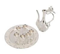 Qudinip Set da caffè Turco Vintage, Set da tè Turco Elegante Resistente Alla Ruggine in Lega di Zinco con 6 Tazze da caffè e Vassoio, per Regalo di Inaugurazione della Casa di Nozze per (Argento