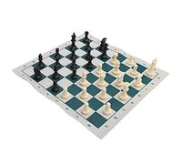 Qudinip Set da Gioco di Scacchi Standard Internazionale Set di Scacchi in Plastica di Grandi Dimensioni con Scacchiera per Gioco Competitivo, 34x34 Cm Verde e Bianco, 32 Pezzi