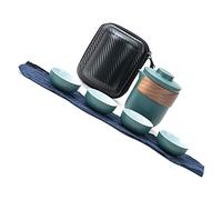 Qudinip Set da tè da Viaggio Mini Teiera in Ceramica Portatile con Infusore per il Piacere del tè da Campeggio All'aperto 1 Set (Vaso Verde con 4 Tazze)