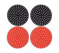Qudinip Set di 4 Tappetini Rotondi per Friggitrice Ad Aria, Resistenti Alle Alte Temperature e Antiaderenti, Rivestimento in Silicone Riutilizzabile per Friggitrici Ad Aria e Friggitrici Swirl (2 X