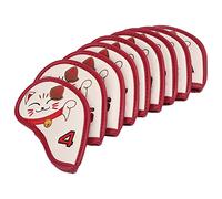 Qudinip Set di Coperture in Ferro da di 9 Copricapo in PU Resistente con Design Simpatico Gatto della Fortuna per la Protezione del Gioco del