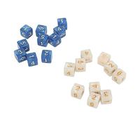 Qudinip Set di Dadi Ad Angolo Quadrato in Acrilico 20 Pezzi Dadi da Gioco Leggeri e Durevoli per Giochi di Matematica e da Tavolo 1,5x1,5 Cm Bianco e Blu