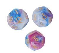 Qudinip Set di Dadi Astrologici 3 Pezzi di Dadi Runici Poliedrici Glitterati per Gioco da Tavolo, Strumento di Divinazione Facile da Leggere, Acrilico Resistente (Stile 3)