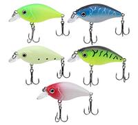 Qudinip Set di Esche da Pesca da 5 Pezzi, Design 3D, Esche Artificiali Colorate per la Pesca D'acqua Dolce, Materiale ABS da 6 Cm