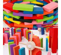 Qudinip Set di Giocattoli Domino in Legno 120 Pezzi per Bambini Gioco Educativo e Creativo Perfetto per L'apprendimento Precoce 4,4x2,1x0,7 Cm (120 fette di domino)