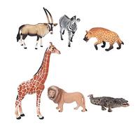 Qudinip Set di Giocattoli per Animali da 6 pezzi. Figure Vivaci dello Zoo Selvaggio per i bambini. Figure in Plastica PVC resistente. Avventura Educativa Nella Giungla