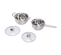 Qudinip Set di Pentole in Acciaio Inossidabile con Coperchi Durevole Pentola per Zuppa a Doppio Manico e Pentola per il Latte per gli Elementi Essenziali della