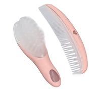 Qudinip Set di Pettini per Spazzole per Bambini Strumenti di Massaggio Morbidi e Leggeri Rosa Carino per la Cura dei Capelli dei Neonati 1 Pettine per Bambini 1 Spazzola per